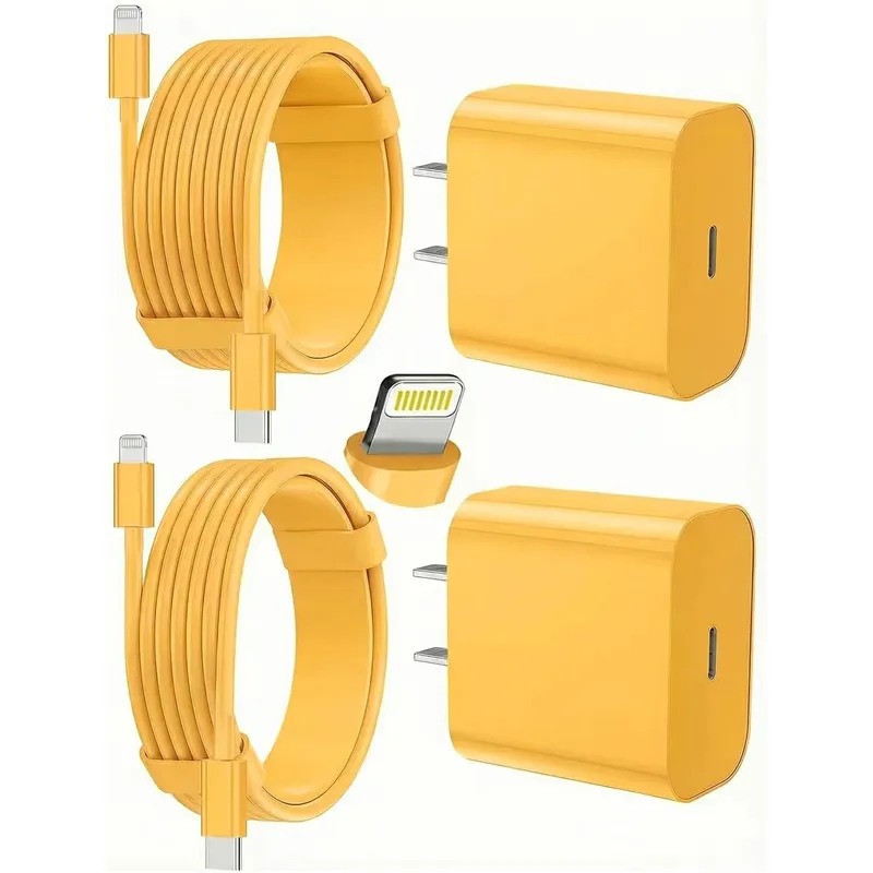 FEEL2NICE USB-C Charger + Lightning Cable Kit – Yellow