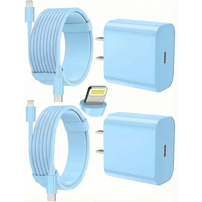 FEEL2NICE USB-C Charger + Lightning Cable Kit – Blue