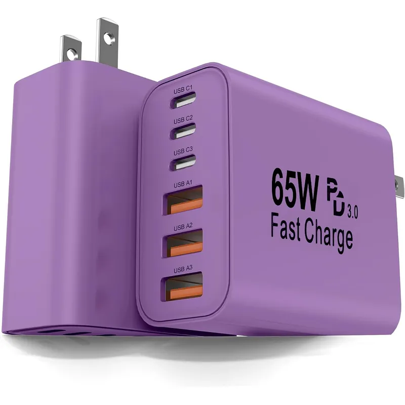 FEEL2NICE 65 W 6-Port USB Charger – Purple