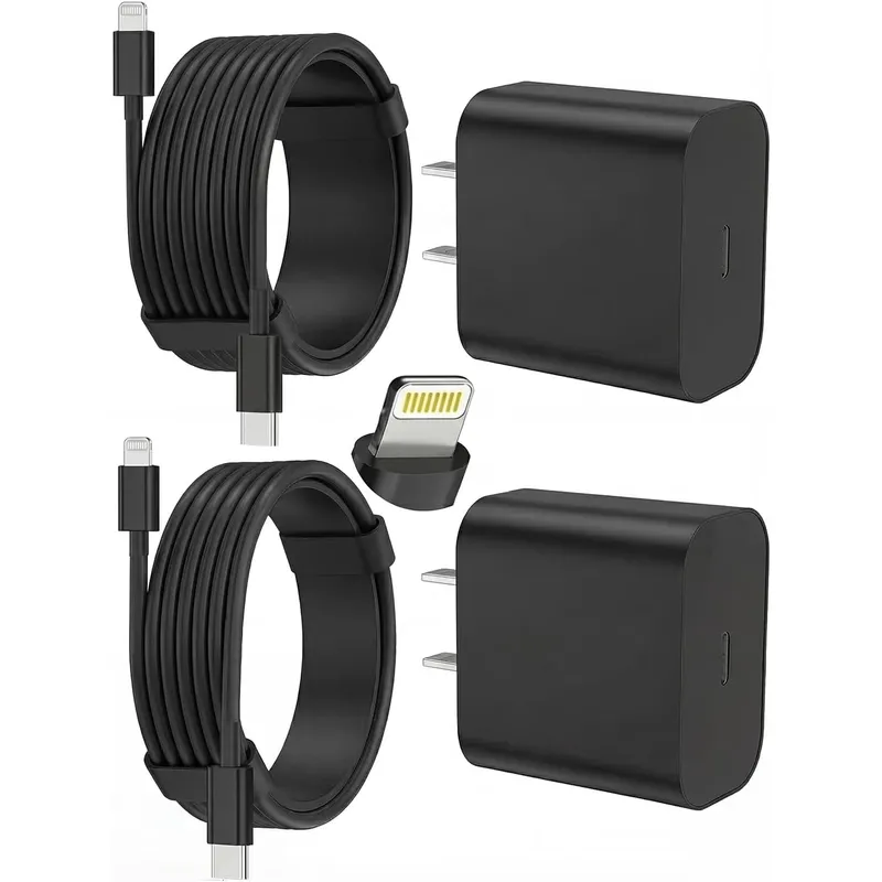 FEEL2NICE USB-C Charger + Lightning Cable Kit – Black
