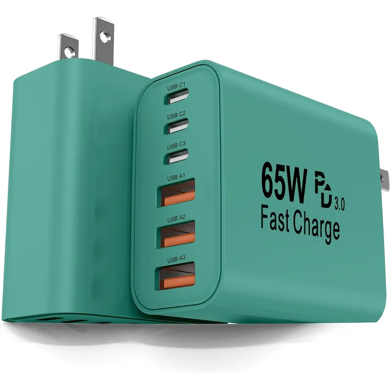 FEEL2NICE 65 W 6-Port USB Charger – Green