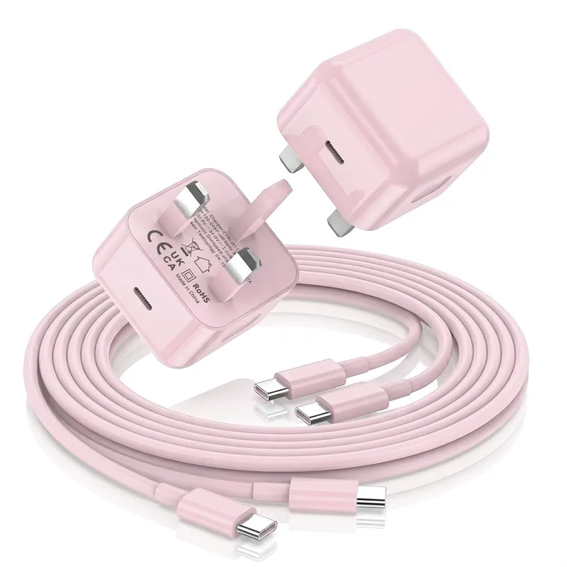 FEEL2NICE 20 W Charger + USB-C Cable Kit – Pink