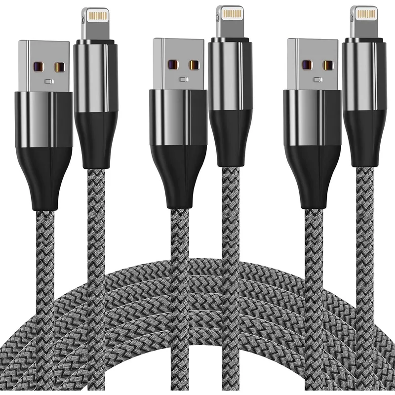 FEEL2NICE Nylon Braided Lightning Cable, 3-Pack