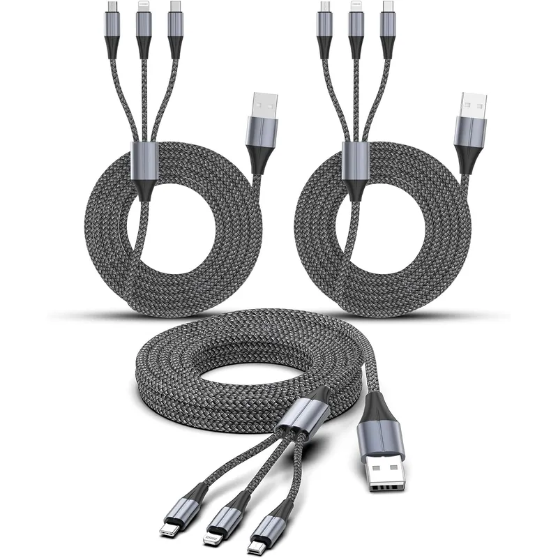 FEEL2NICE 3-in-1 Multi Charging Cable, 3-Pack